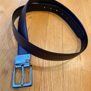 Lauren Ralph Lauren Dark Brown Leather Belt with Silver Buckle